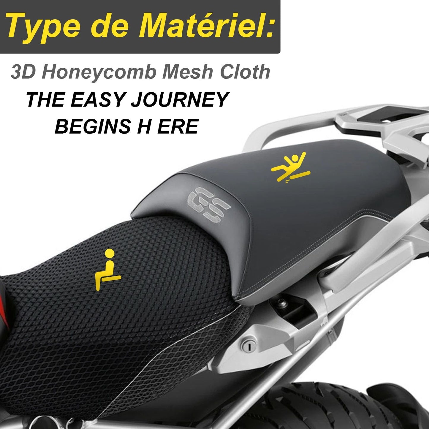 2004-2023 Para BMW R1200GS R1250GS LC Adventure R 1250 GS 1200 Rally ADV Capa de Assento de Moto Confortável para assentos traseiro e dianteiro