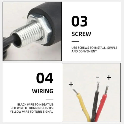 Luz de Seta LED 12V para Ponta de Guidão de Motocicleta Pisca-Pisca Branco/Amarelo Luz de Posição Lateral para Motocicletas