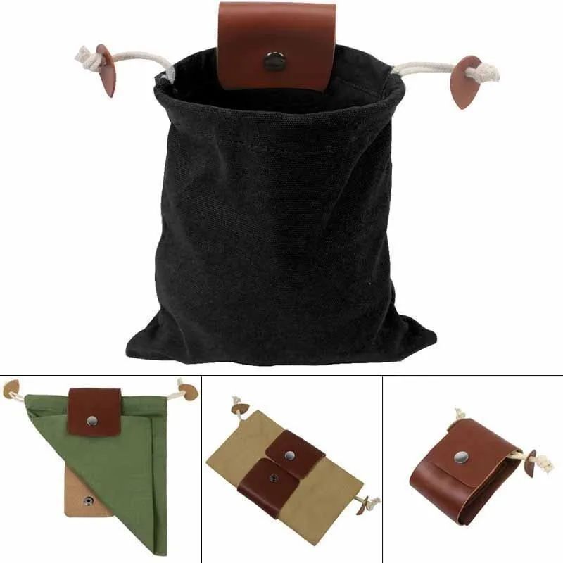 Multipurpose Collapsible Canvas Foraging Bag Berry Mushroom Picker Drawstring for Camping Hiking Beachcombing Outdoor Gear