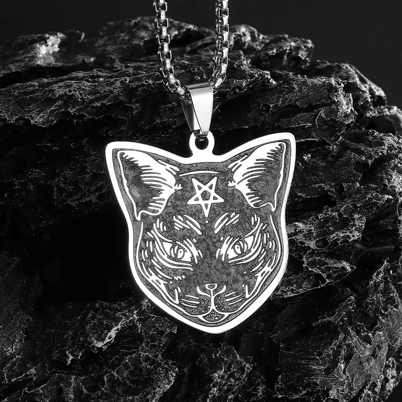 Colar de Pingente de Caveira Demoníaca Enrolada de Cobra Gótica Vintage para Homens Meninos Festa de Rock Halloween Joia de Presente