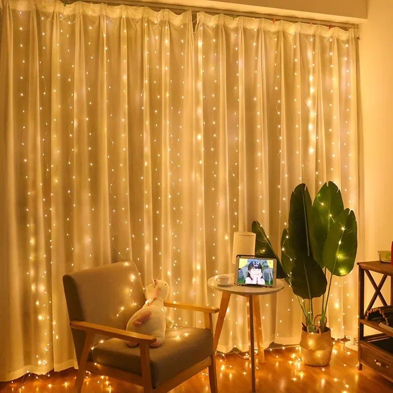 3/4/6m Curtain LED String Lights Garland USB Festoon Remote Control Fairy Garland Lights Christmas Decoration for Bedroom Home