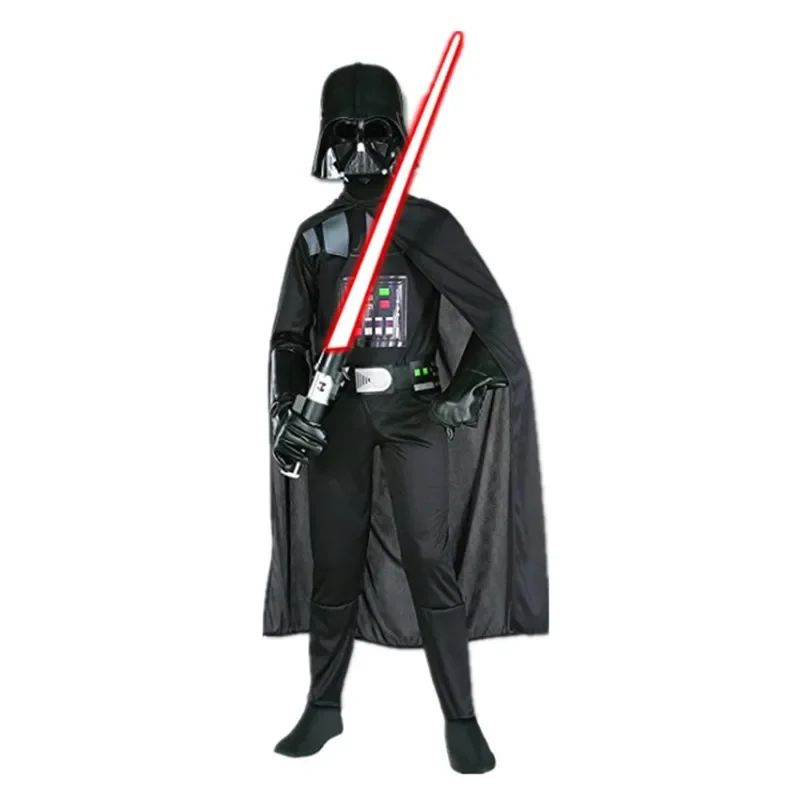 Boys Classic Movie Mask Costume Printed Cartoon Darth Vader Cape Armor Onesie Halloween Kids Fantasy Cosplay Costume