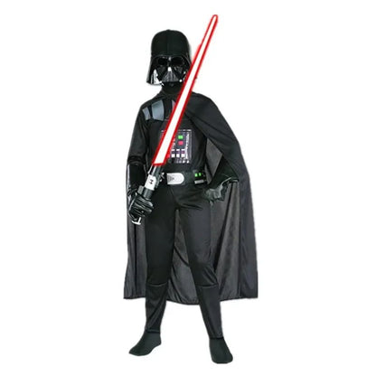 Boys Classic Movie Mask Costume Printed Cartoon Darth Vader Cape Armor Onesie Halloween Kids Fantasy Cosplay Costume