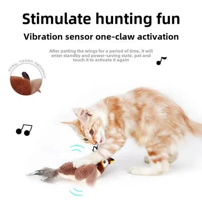 Brinquedo Interativo Hot Cat Catnip Elétrico Pássaro (com Catnip) Cães Gatos Brinquedo de Pelúcia Ranger Ativado por Toque USB Recarregável para Pets