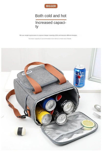 Large Capacity Lunch Bag Thermal Insulation Thickened Waterproof Bags Portable With Handle Crossbody Bag Waterproof Oxford Cloth