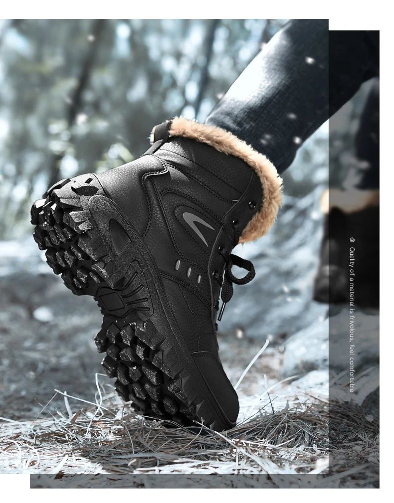 Botas de Neve de Inverno 2025 Masculinas Sapatos Outdoor Cano Alto Cadarço Antiderrapante Botas de Tornozelo Quente Confortáveis Pelúcia Sapatos Casuais Masculinos