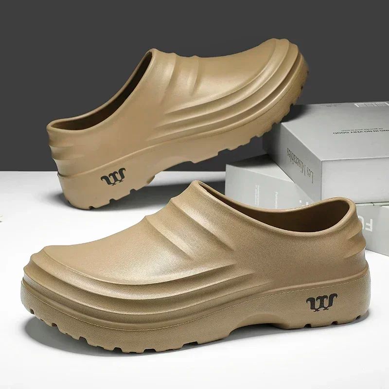 New Men's Casual Sandals Summer Chef Shoes Non-slip Fashion Trend Oil-resistant Work Shoes Outdoor Indoor Lazy Slippers