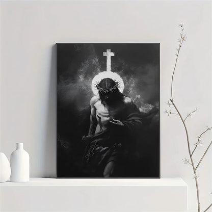 Son of God Jesus Cross Holy Light Wall Art, HD Canvas Print Poster, Suitable for Home, Living Room, Room Decoration Painting