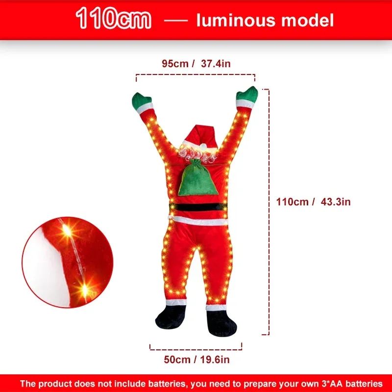 Santa Claus Climbing Wall Climb the wall/climb the window/climb the car/climb the door roof balcony garden Christmas outfit