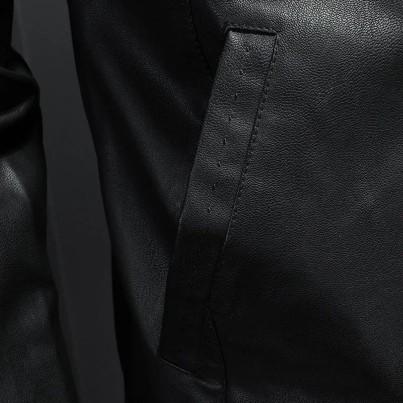 Leather Men's Jacket Spring and Autumn Casual Motorcycle Armored Jacket Black Motorcycle PU Leather Jacket Men's Clothing M-5XL