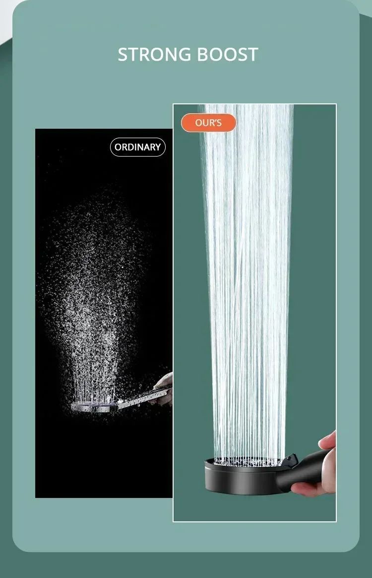 5 Mode Handheld Shower Head High Pressure Water Booster Massage Spray Jet with Anti Leak Proof Hose for Bathroom Household Bath