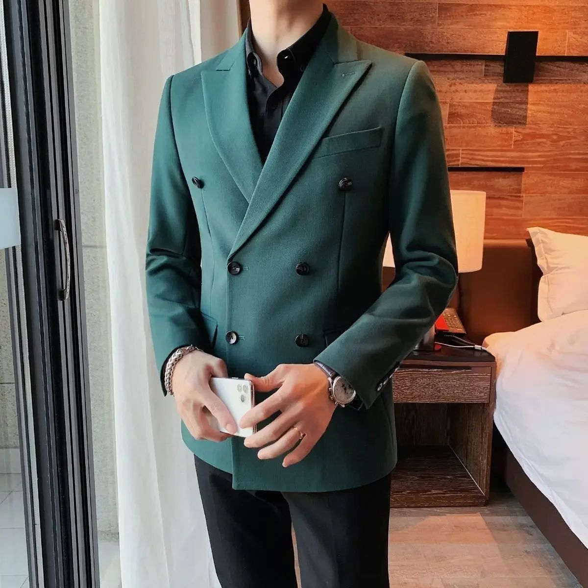 Jacket for Men Dress Jackets Coats Double Breasted Black Business Man Suits and Blazers Simple New in Korean Style Clothes 2025