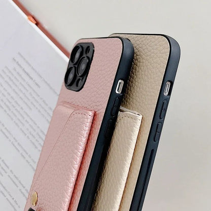 Capa de Couro com Alça Transversal e Suporte de Cartão para iPhone 17 Air 16 15 Plus 14 13 12 11 Pro Max