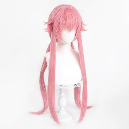Anime The Future Diary Gasai Yuno Peruca para Cosplay Peruca Rosa Traje de Cabelo Sintético com Rabo de Cavalo Longo Perucas de Festa para o Halloween
