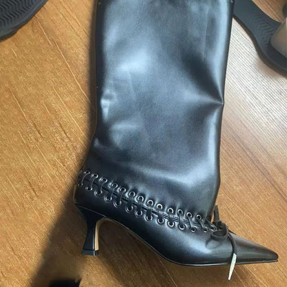 6.5 cm Heel Short Boots Pointed Fashionable Buckle Fashion Versatile Cool Women Boots Women Shoes  Ladies Shoes Botas De Mujer