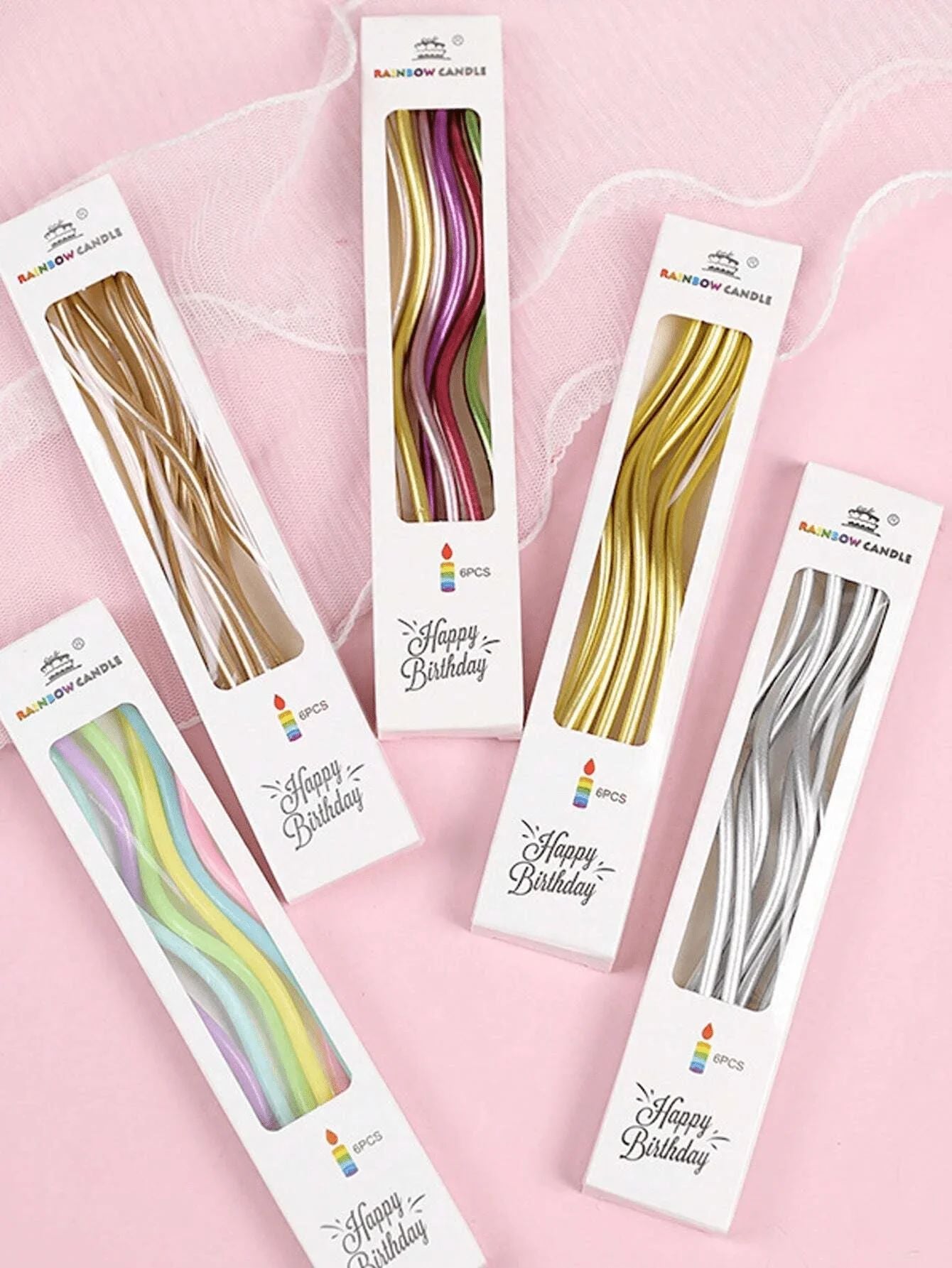 6/12/48pcs Birthday Candles Spiral Cake Candles  Long Thin Cake Candles For Wedding Party And Cake Decoration