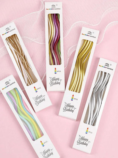 6/12/48pcs Birthday Candles Spiral Cake Candles  Long Thin Cake Candles For Wedding Party And Cake Decoration