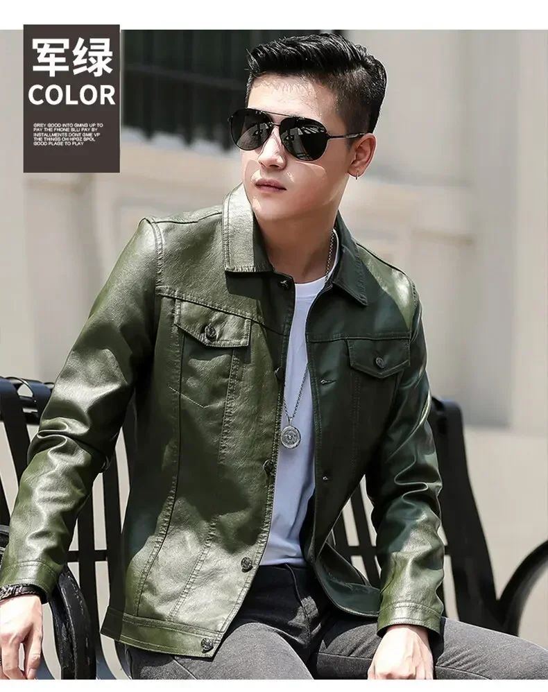 High Quality Men's PU Leather Jacket Male Slin Casual Jacket Korean Trend Slim Fit Handsome Youth Leather Coat Business Jackets