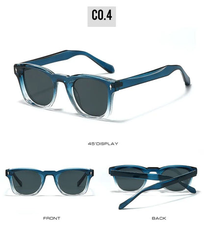 JNPCXI Retro Rivets Square Sunglasses Women Fashion Gradient Shades UV400 Men Green Black Sun Glasses