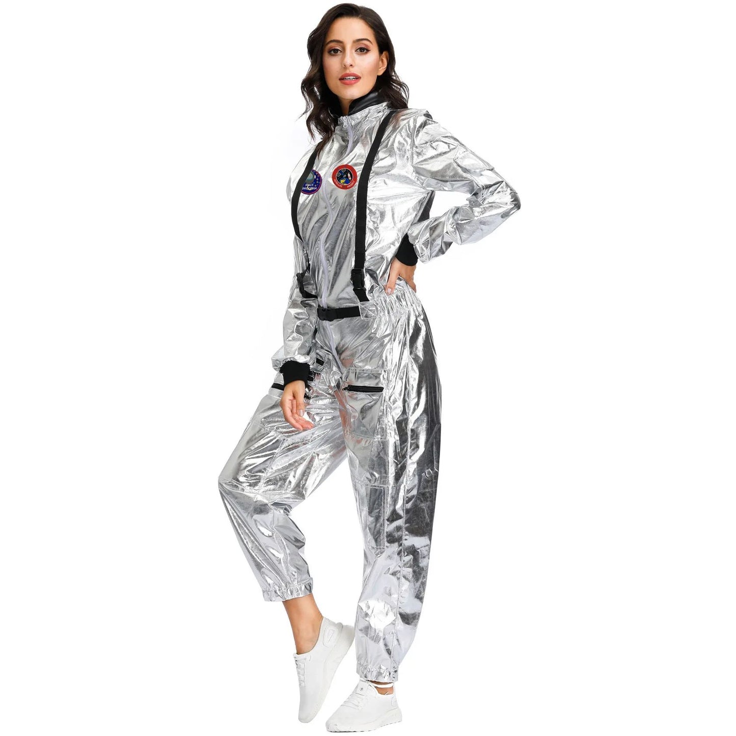 Astronaut Costume Spacesuit Silver Spaceman Men Women Space Suit Halloween Christmas Performance Spacesuit Costume Party Gift