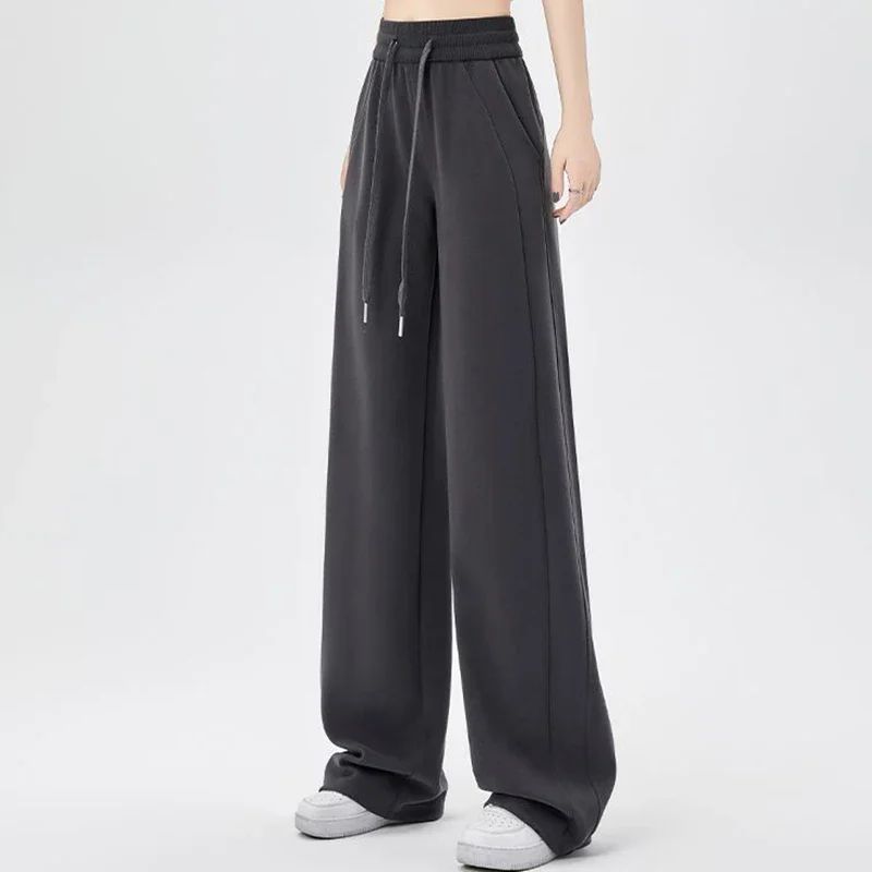 2024 Winter Girls Pants Snow Warm Solid Fleece Sweatpants Lady Korean Style Thicken Thermal High Waisted Straight Leg Trousers