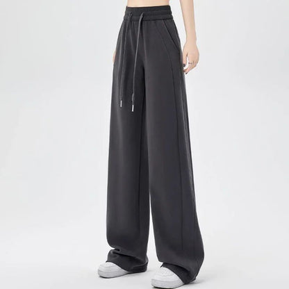 2024 Winter Girls Pants Snow Warm Solid Fleece Sweatpants Lady Korean Style Thicken Thermal High Waisted Straight Leg Trousers