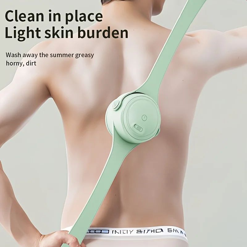Escova de banho elétrica USB de silicone com cabo longo, escova de limpeza corporal giratória elétrica para o corpo com 4 cabeças de escova, sucesso de vendas