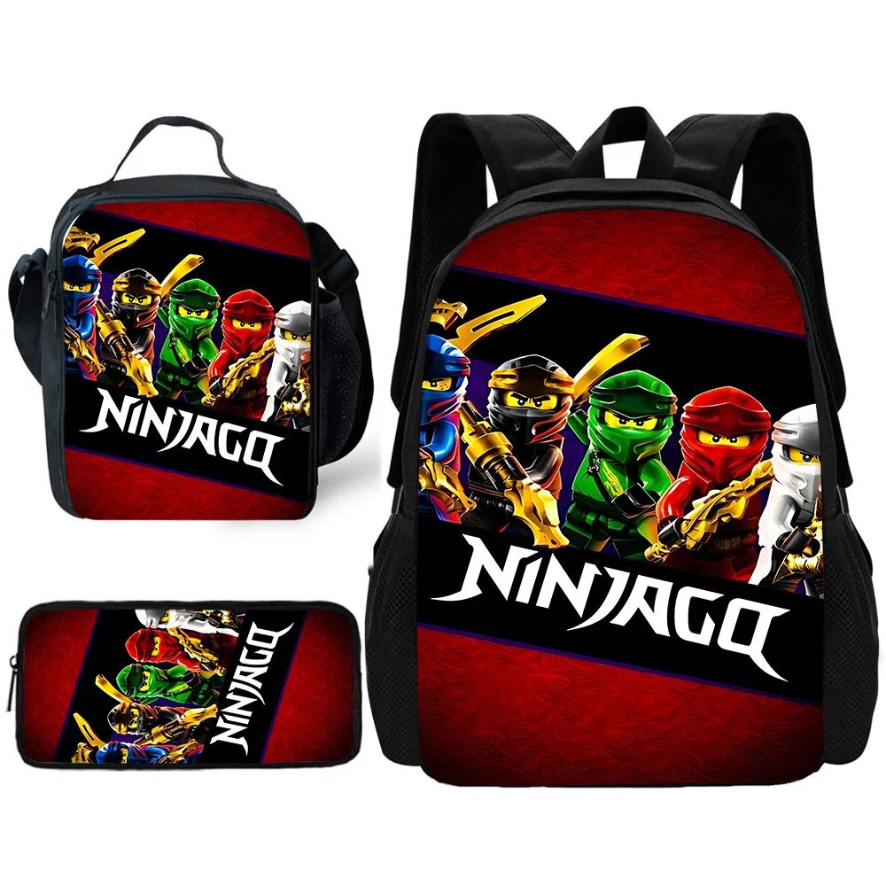 Child School Sports Game N-NinjagoS Backpack with Lunch Bags ,Pencil Bags ,School Bags for Boys Girls Best Gift