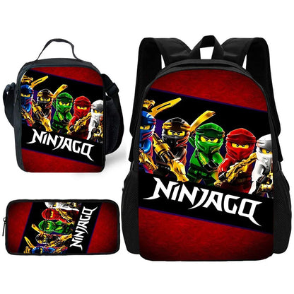 Child School Sports Game N-NinjagoS Backpack with Lunch Bags ,Pencil Bags ,School Bags for Boys Girls Best Gift