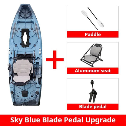 Caiaque Modular de 2 Lugares, Canoa HDPE Elétrica/a Pedal com Assentos de Alumínio, Barco de Pesca Portátil para Recreação em Lagos e no Mar