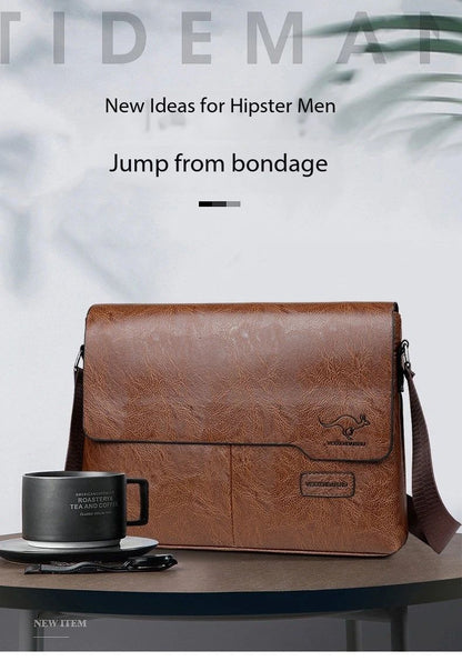 Business Shoulder Bag For IPAD PU Leather Business Handbag Men Messenger Bag Large Side Sling Bag Fashion Man Crossbody Bag