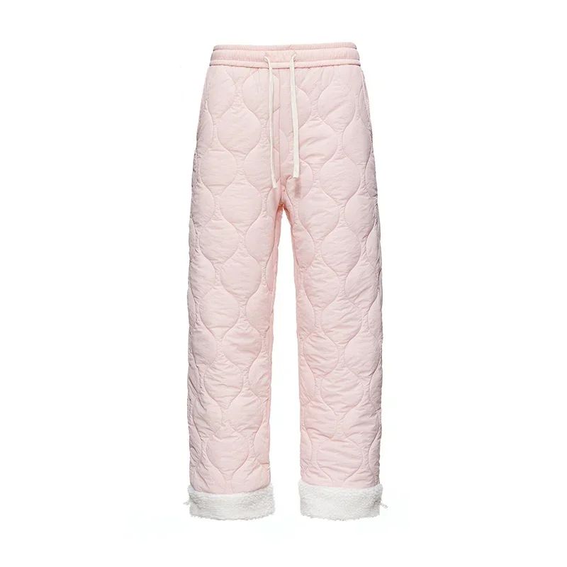 Calça de Neve Masculina, Marca de Moda, Grossa, À Prova de Vento, Quente, Veludo de Cordeiro, Calça Feminina Casual, À Prova de Frio, Acolchoada com Algodão e Penugem