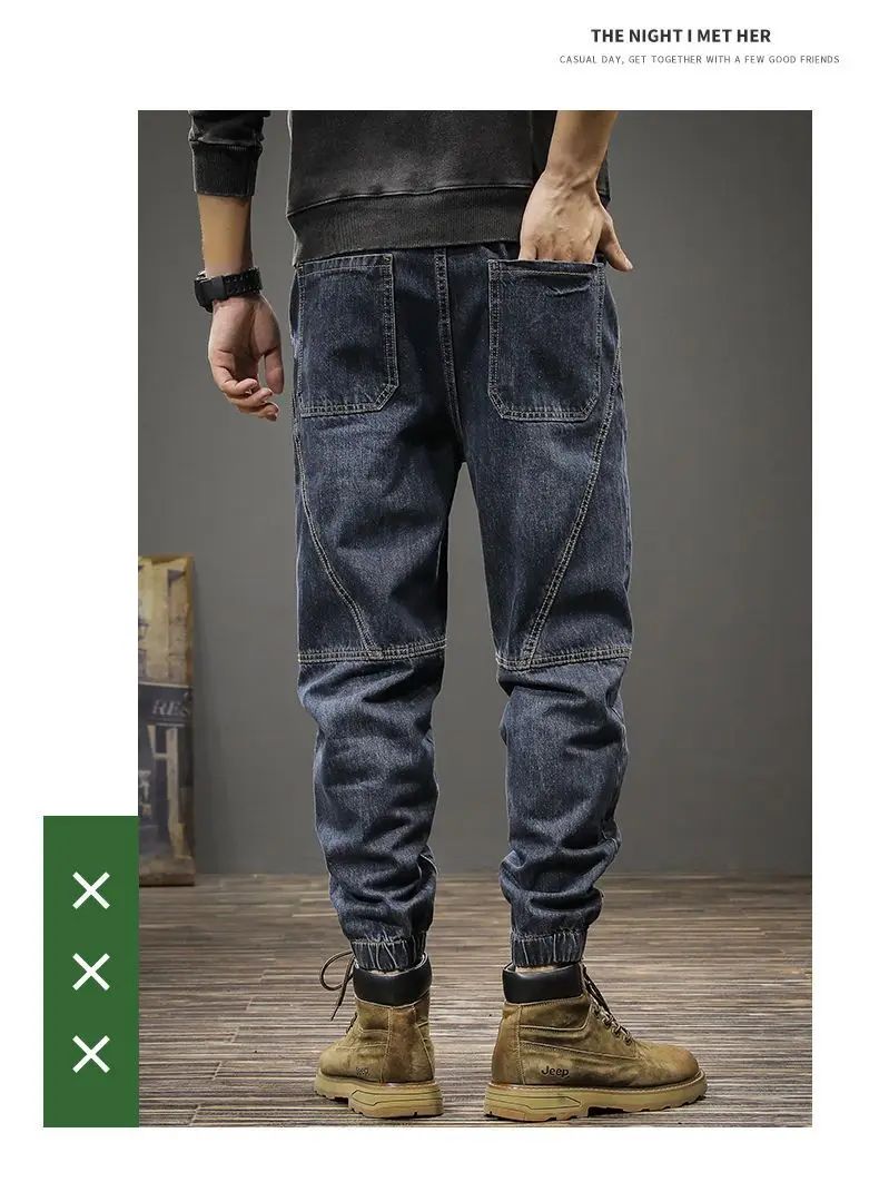 Calça Jeans Masculina Solta Moda Outono Inverno Calça Harem Casual Calça Comprida Roupa de Trabalho Confortável
