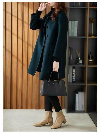 Fashionable Age-Reducing Double-Sided Woolen Coat Medium-Length 2024 Spring New Loose-Fit Slimming Woolen Jacket For Women