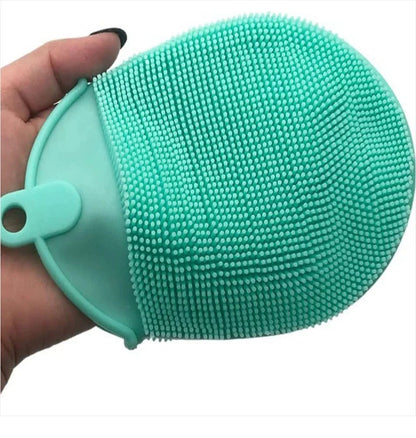 1 unidade de escova de massagem de silicone com gancho macio, esfoliante, luvas de banho, escova de limpeza para bebês, esfoliante de banho, removedor de bolhas