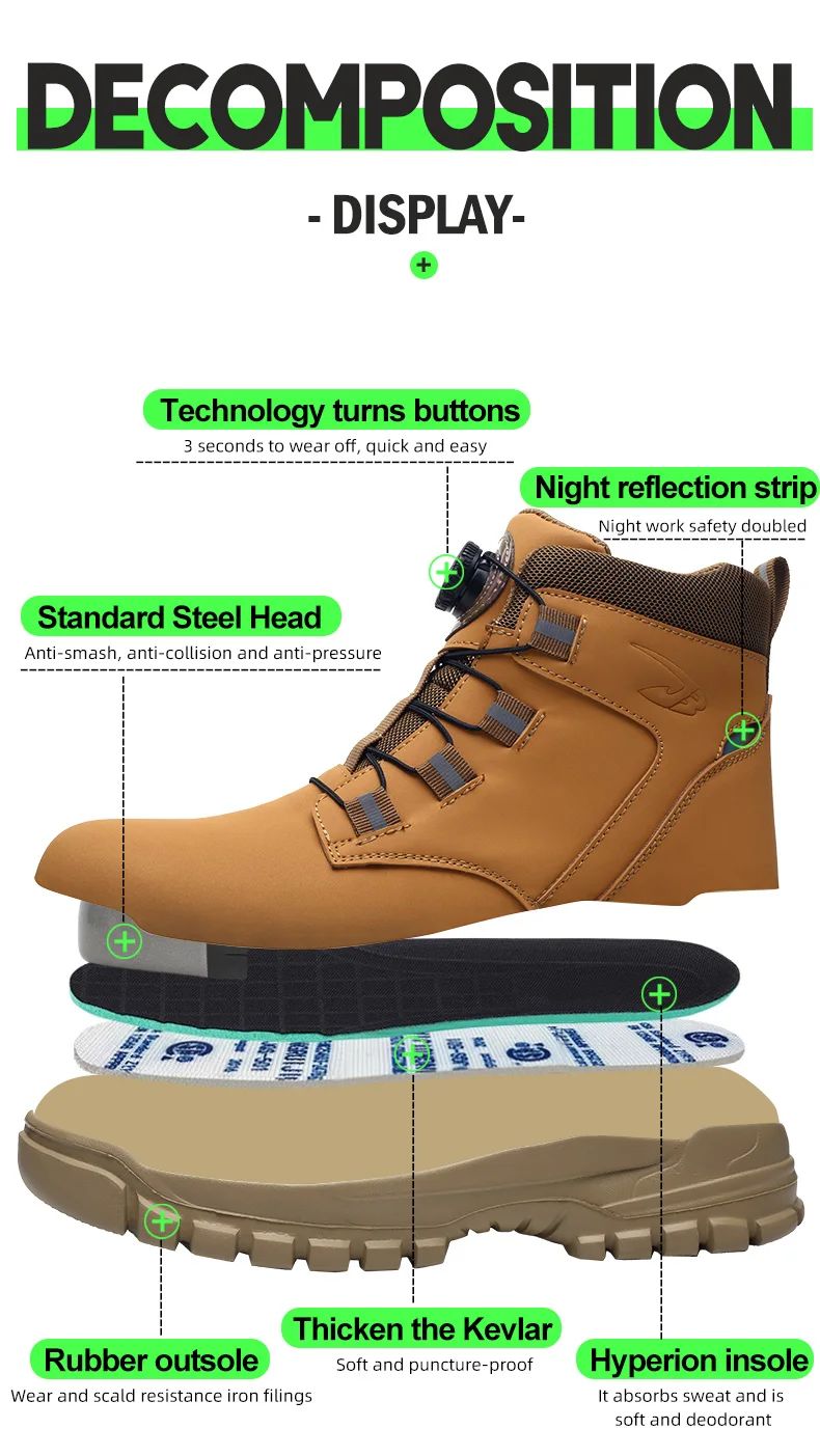 Botas de segurança masculinas à prova d'água, indestrutíveis, com biqueira de aço, anticorte, resistentes a perfurações, sapatos de segurança para motociclistas, Botas Para Hombre