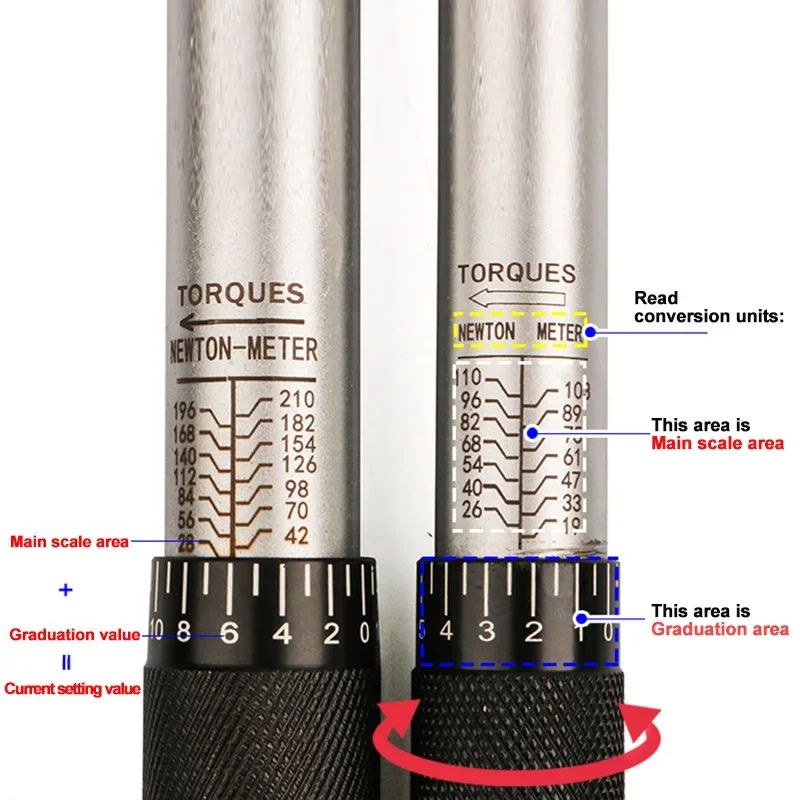 Chave de torque 19-110 N.m 3/8 com catraca reversível precisa Chave de torque profissional para bicicleta, motocicleta e carro