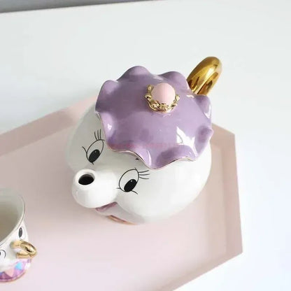 Bule da Disney Fofo Desenho Animado A Bela e a Fera Bules Caneca Sra. Potts Xícara Chip Bules Conjunto de Chá Dropshipping