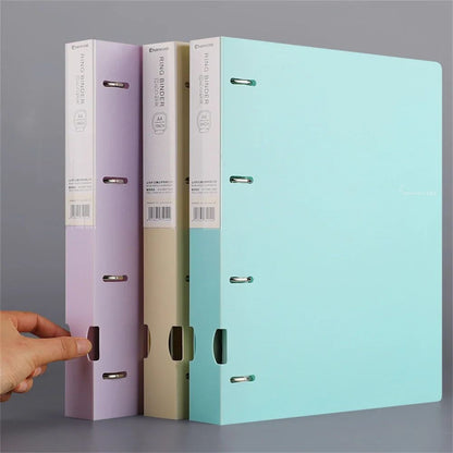 A4 File Folders Display Book 4 Hole Binder Folders Morandi Color Waterproof Document Ring Binder Folder Office School Supplies