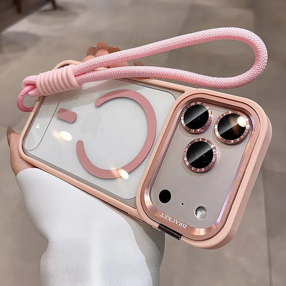 for iPhone 17 Camera Bracket for Magsafe Case for iPhone 17 Pro Max Air Wrist Strap Lens Film ShockProof Wireless Charging Cover