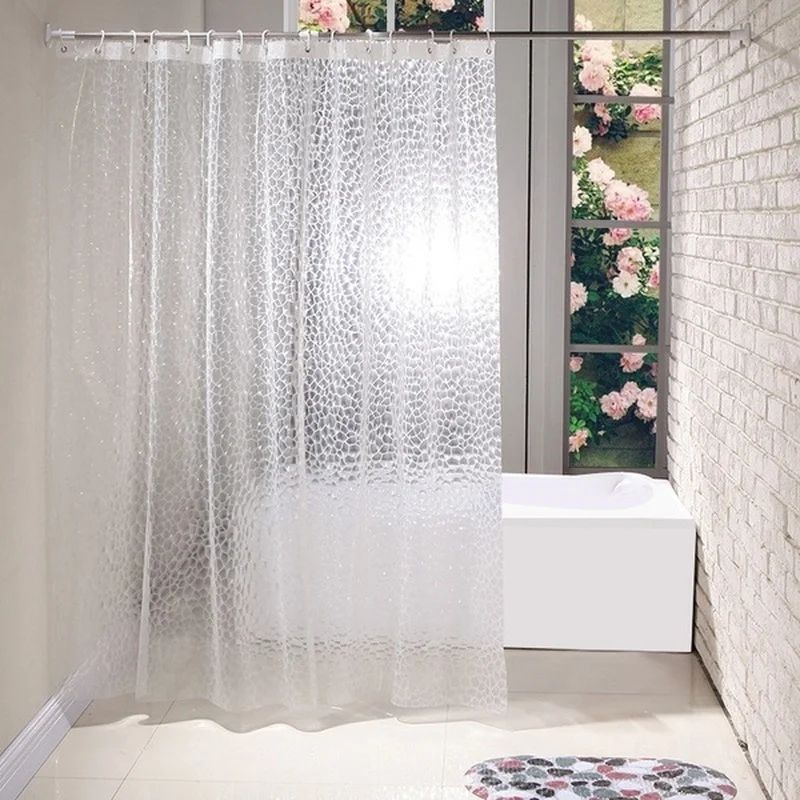 1PCS 180x180cm Cortina de Banho 3D Transparente Mais Grossa Impermeável