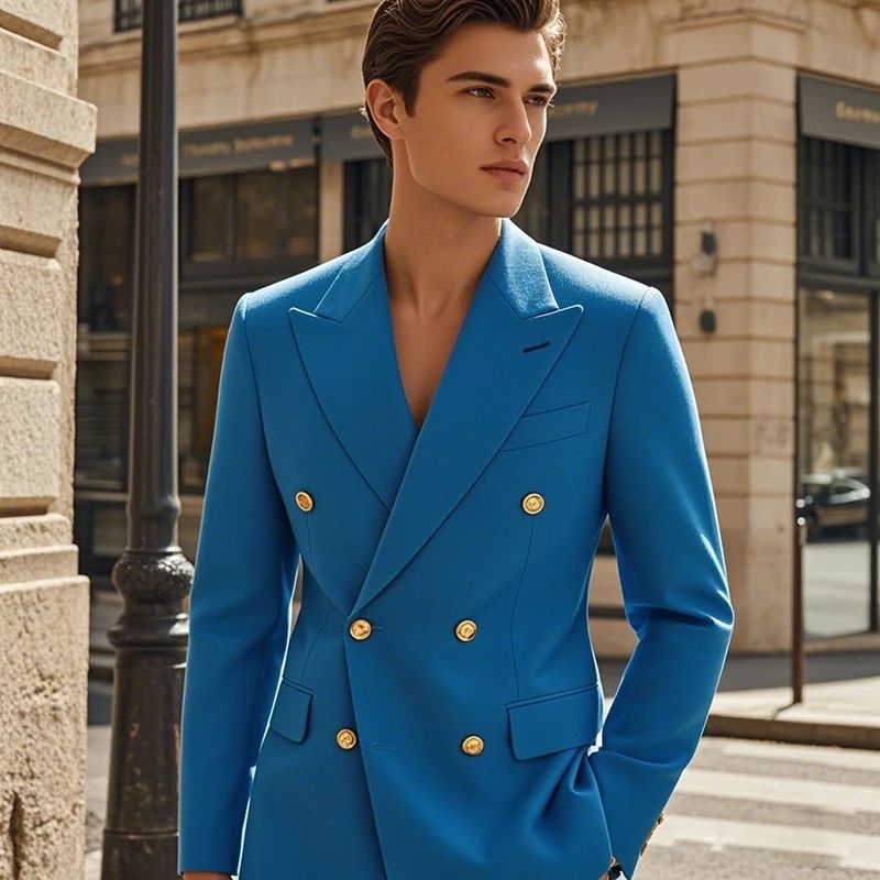 2025 Suit (Blazer+ Trousers) Men's Fashionable Gentleman Business Double-breasted British-style Banquet Host Casual Wedding Suit