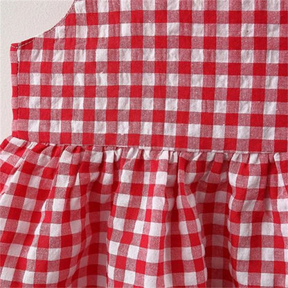 2Pcs/Set Baby Girl Plaid Sweet Bow Summer Birthday Party Dress Toddler Kids Outfits 0 To 3 Years Children Clothes Suit + Hat