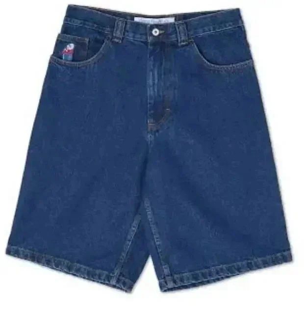Y2K Denim Shorts Mens Womens HCW Striped Embroidery Retro Loose Summer Shorts Harajuku Hip Hop Casual Gym Shorts Streetwear New