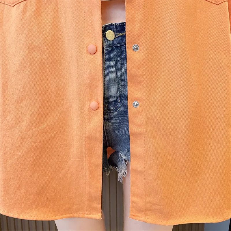 Casual Stylish Denim Long Sleeve Shirt For Women New Spring Autumn Loose Fit Age-Reducing Hong Kong Style Jacket With Button