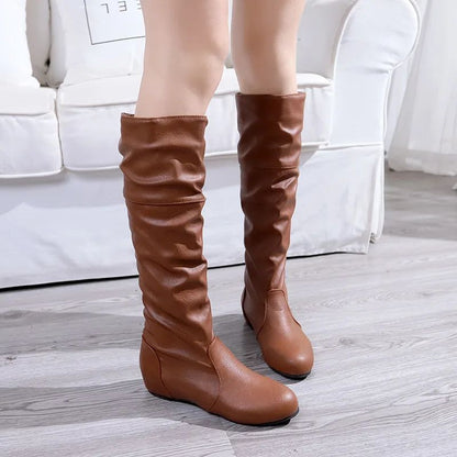 Flat Shoes Spring Autumn Women High Boots Long Western Cowboy Boots Women Footwear Large size 35-43 2024 Mid-Calf Boots Women