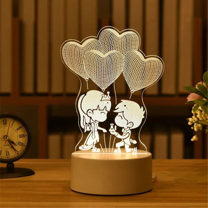 USB Operated 3D Acrylic LED Night Light Festival Birthday Kids Gifts Bedroom Bedside Decor Night Lamp Home Novelty Lighting