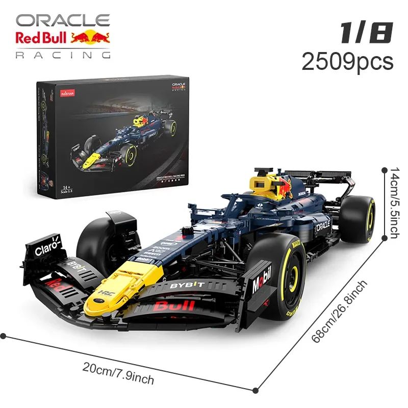 RASTAR 2509PCS 1:8 Technik F1 Redbull RB19 1. Max. Verstappen 11 Perez Racing Formula Blocos de Montar Modelo MOC Carro Tijolos Brinquedo