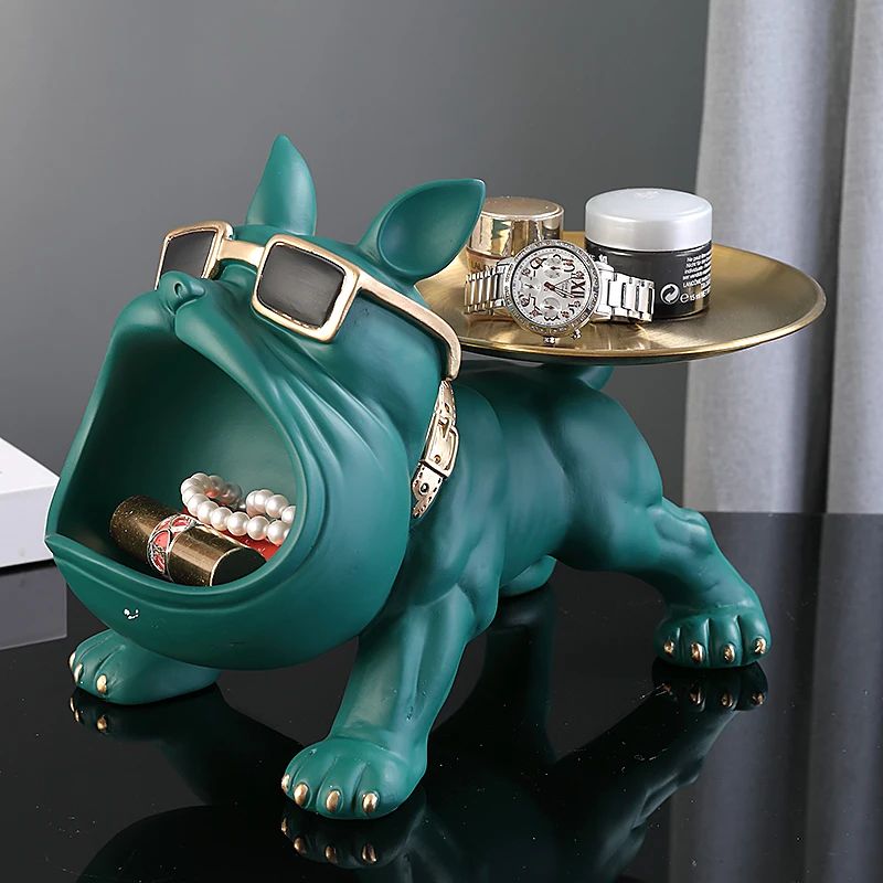 Estatueta de Bulldog para Decoração de Casa de 30cm, Estátua de Cachorro, Caixa de Armazenamento, Ornamento Animal, Artesanato de Resina, Escultura de Arte, Estatueta de Cachorro para Casa