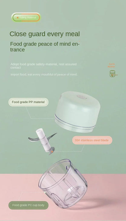 Multifunctional Electric Garlic Chopper 100/250mL Portable Vegetable Grinder Onion Mixer Mashing Machine for Kitchen